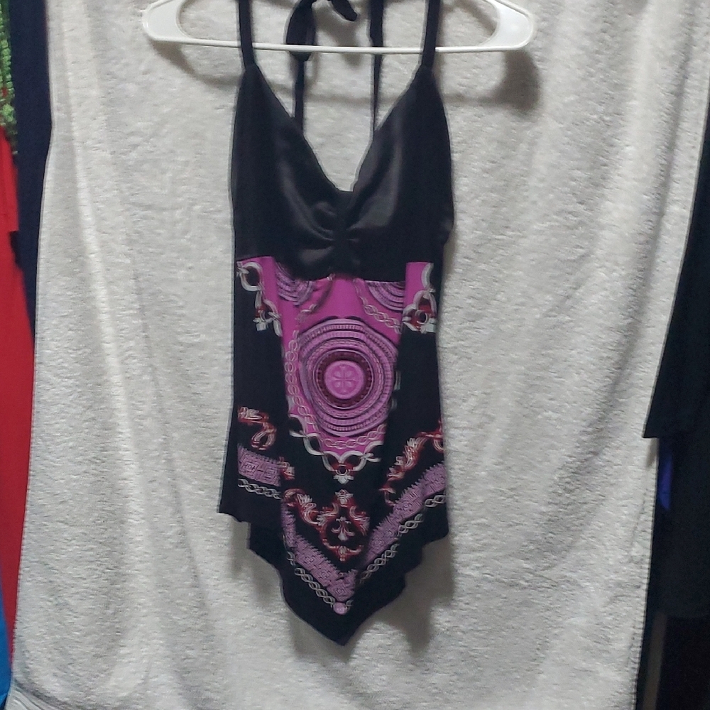 Black and Pink Halter Top